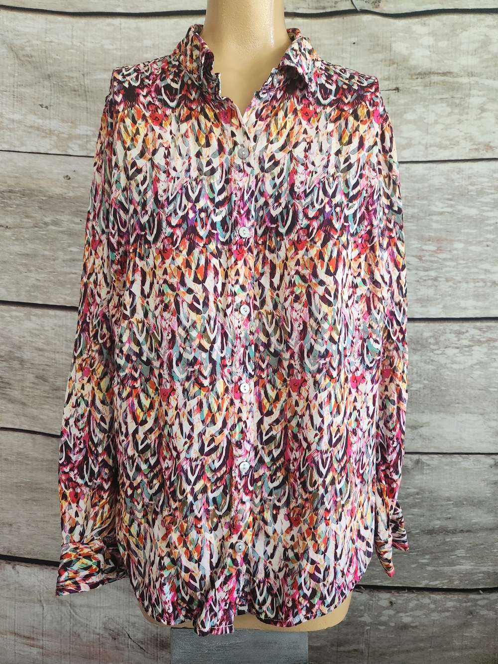 Liverpool Multicolor Abstract Print Button-Down Shirt - Picture 13 of 13
